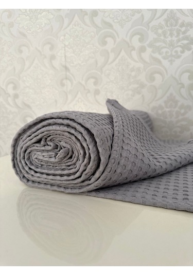 Premium %100 Pamuk Çift Kişilik Yazlık Pike, Yatak Örtüsü, Terletmez Kumaş Gri Renk 240x200cm Gri