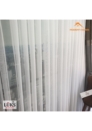 Lüks Keten Titi Tül Perde Kırık Beyaz Modern House