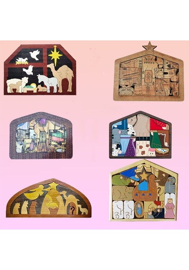 Singree Doğum Senaryosu Ahşap Puzzle, 20x15cm Renkli, Ev Dekorasyonu, Zeka Geliştirici, İki Boyutlu Ahşap Oyuncağı