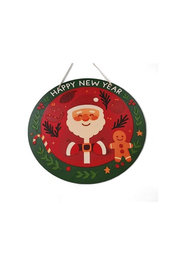 Noel Baba Ve Kurabiye Adam Kapı Ve Duvar Süsü Happy New Year 30x30