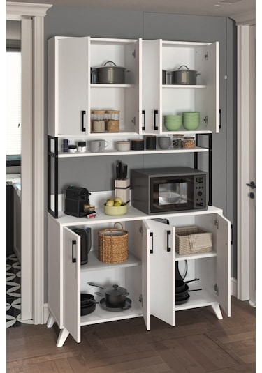 Bofigo 8 Kapaklı Çok Amaçlı Dolap Defne Mutfak Dolabı Erzak Dolab