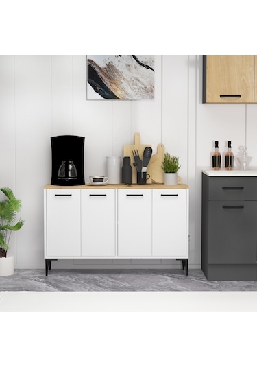 Frezya 4 Kapaklı Kahve Köşesi Mutfak Dolabı Beyaz Safirmeşe