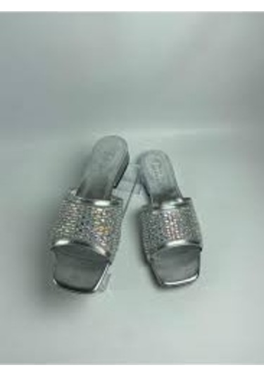 Ortu Gümüş Cilt İşlemeli Terlik Gümüş