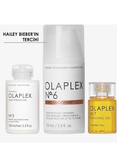 Olaplex No:3 Repairs and Strengthens 100 ML + No:6 Bond Smoother 100 ML + No:7 Bonding Oil 30 ML