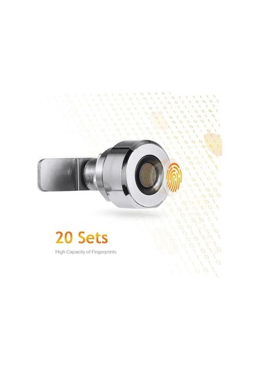 Pazly Parmak İzi Çekmece Kilidi Dijital 20 Anahtarsız Şarj Edilebilir Fingerprint Kilit Gümüş