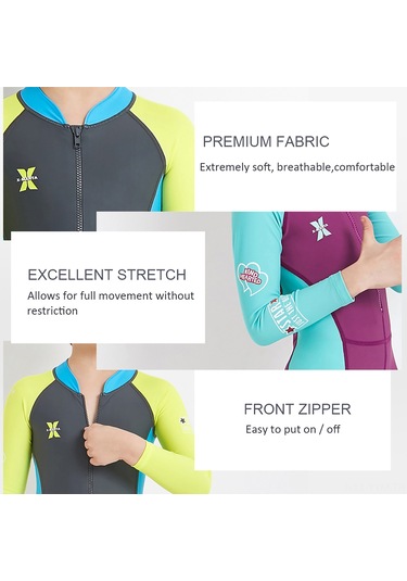 Geeksen Kız Çocukları İçin Tek Parça Uzun Kollü Güneşten Koruyucu Hızlı Kuruyan Yüzme Mayo - Pembe S Fuşya