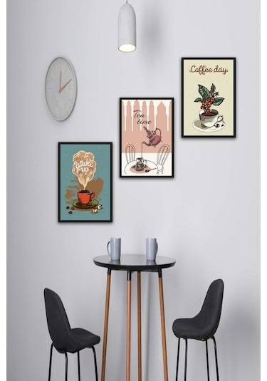 No77decor 3 Parça Mutfak Ve Cafe'ler Için Mdf Tablo Seti