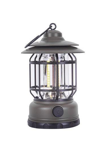 Youtek Klasik Kamping Feneri, 360 Aydınlatma, Düğme İle Parlaklık Ayarlı, Ipx4 Su Geçirmez, 1200mah Pil, Asker Yeşili Şarjlı Yeşil