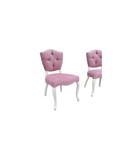 Evimeaksesuar 2 Adet Kapitoneli Tamamı Ahşap Kelebek Sandalye-Beyaz Boyalı