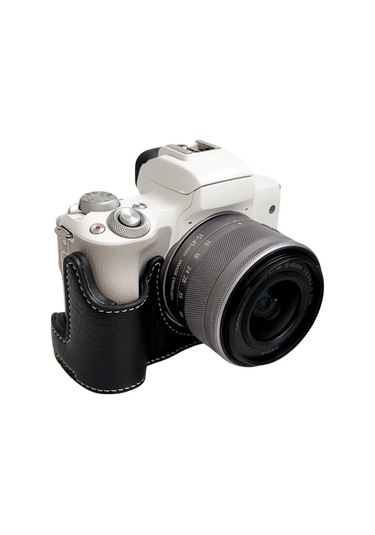 Leezsing Canon Eos M50/m50 Iı/m5 İçin Deri Kılıf - Omuz Askılı, Siyah Su Bufalo Desenli