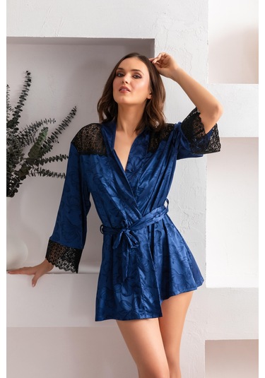 Kuşaklı Mini Boy Sabahlık Lacivert Mgp12116 Lacivert