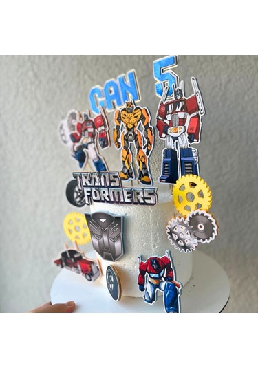 Transformers Temalı Erkek Çocuk Doğum Günü İsme Özel 3d Pasta Parti Süsü Seti Cake Topper Çocuk