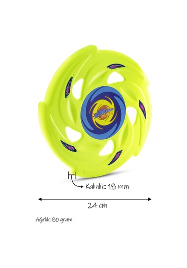 Frisbee Frizbi Fırlatma Diski Disk Atma Oyunu Çocuk Yetişkin Plaj Bahçe Oyuncak 24 cm Neon