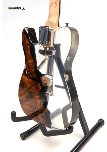 Elektro Gitar Custom Epoksi & Yıllanmış Ağaç Kişiye Özel Beyaz - Siyah