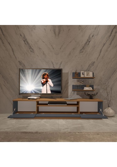 Decoraktiv Trio 4s Mdf Tv Ünitesi Tv Sehpası Ceviz - Antrasit