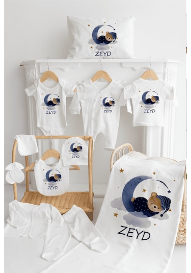 Bebewini Pamuk Baskılı 11'li İsimli Hastane Çıkışı M05 Ekru