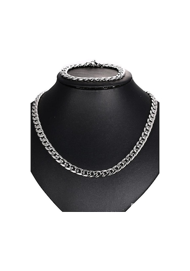 Gurmet Çelik Erkek Kolye Ve Bileklik Seti Kalın 8 Mm Eck18S (417475144)