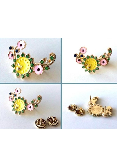 Omeniv Vintage Floral Stil Çift İğneli Çiçek Broş