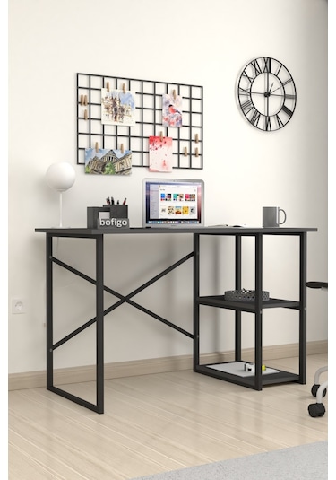 Bofigo 2 Raflı Çalışma Bilgisayar Masası 60 x 120 CM Antrasit