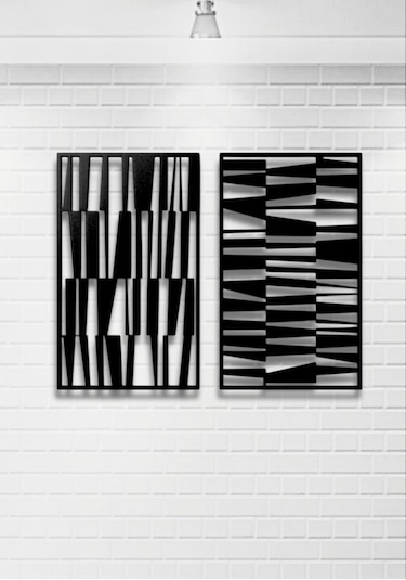 Modern Stil 2 Li Metal Duvar Dekoru Seti 80 X 48
