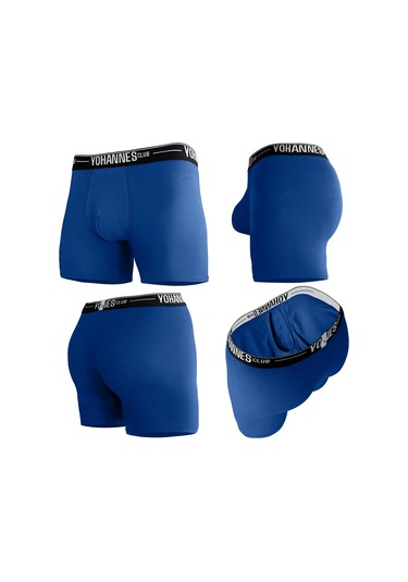Yohannes Club, Erkek Özel Bölmeli Pamuklu Boxer, Renk Seçenekli, Tekli Paket Saks Mavisi
