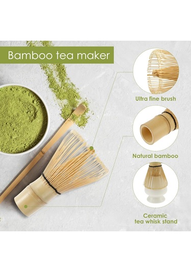 Geekyou Seramik Matcha Seti: Çay Süzgeci Ve Kaşık - Pürüzsüz Matcha İçin Pratik Araçlar Ahşap