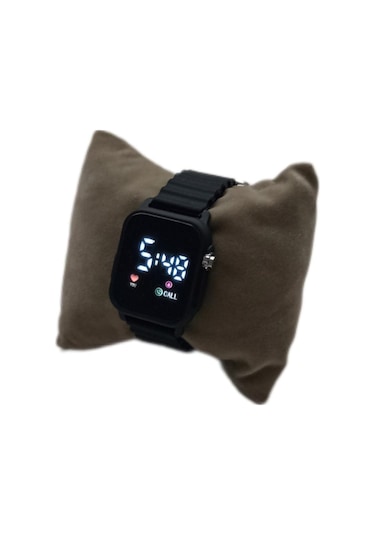 Japanex Renkli Led Ekranlı Silikon Kordonlu Kol Saati Siyah-siyah