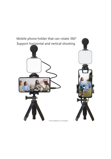 Akıllı Telefon Vlogging Kiti Tripod Telefon Tutucu Siyah Diğer