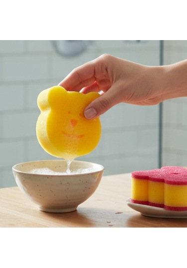 Technow Sponge Çift Taraflı Gülen Yüz Çok Amaçlı Sihirli Bulaşık Süngeri 2 Adet