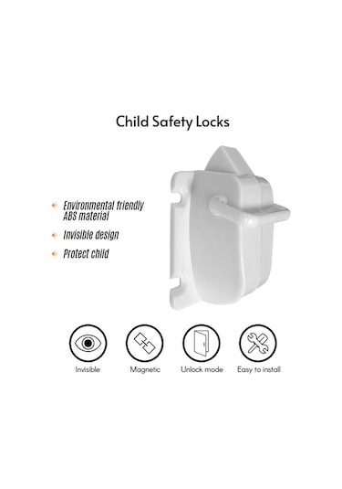 Görünmez Çocuk Güvenlik Kilitleri Mıknatıslı Kilitleme Sistemi 8 Kilit + 2 Anahtar Seti Çekmeceler, Dolaplar, Kapaklar İçin Diğer Çok Renkli