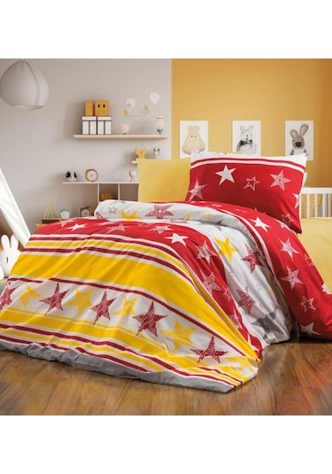 Taraftar Baskılı Çocuk Nevresim Takımı 2 Yastıklı Kırmızı