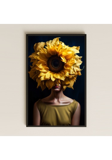 Ayçiçeği Gölgesinde Kadın Portresi Temalı Sanatsal Pleksi Tablo
