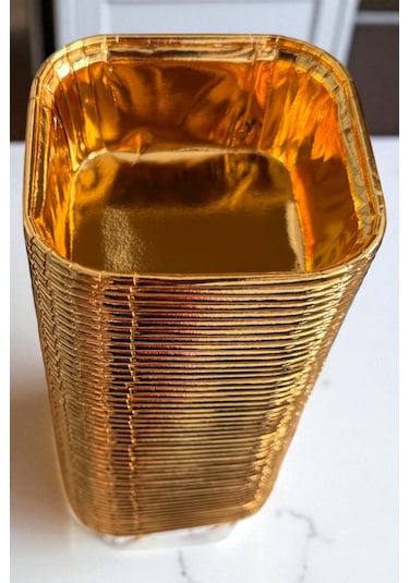 50'li Gold Muffin Kek Ve Sufle Kapsülü Desenli Cupcake Pişirme Kalıbı 8cm Gold