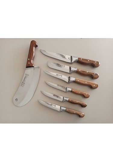 Lazoğlu Sürmene Mutfak Kasap Kurban Bıçak Seti 6 Bıçak ve Zırh