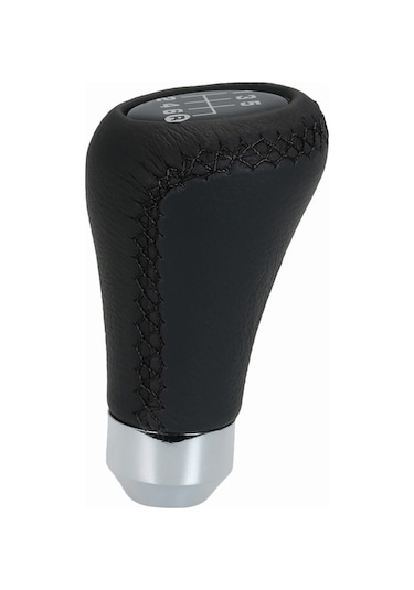 Dancemonkey Evrensel 6 Vites Topu - Siyah Deri Kırmızı Dikişli Kolay Montaj, Siyah