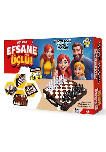 Çantalı Tavla- Dama-satranç 3'lü Oyun Seti