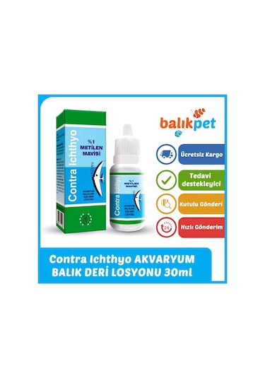 Contra Ichthyo Metilen Mavisi Akvaryum Balık Deri Losyonu 30 ML