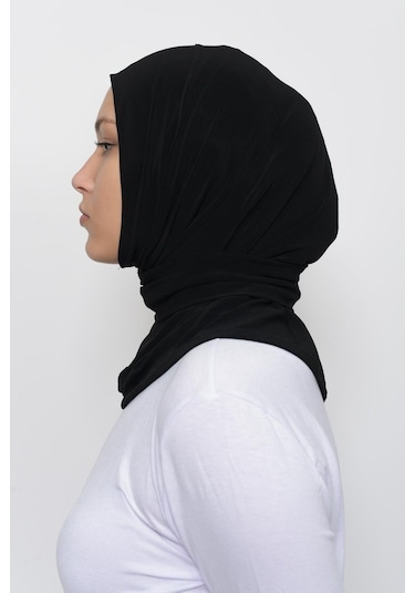 Çıtçıtlı Hazır Eşarp Hijap Siyah