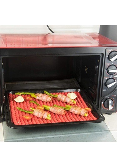 Kırmızı Büyük Kırmızı Piramit Yükseltilmiş Koni Şekilli Silikon Mat Pişirme Ve Kavurma Fırın Izgara Barbekü İçin Süper Yapışmaz Gıda Sınıfı Silikon Kırmızı