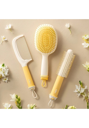 Elmpaly Sarı Renkli Anti-statik Ayı Yüz Tasarımlı Yumuşak Fırça Saç Açma Ve Masaj Tarak