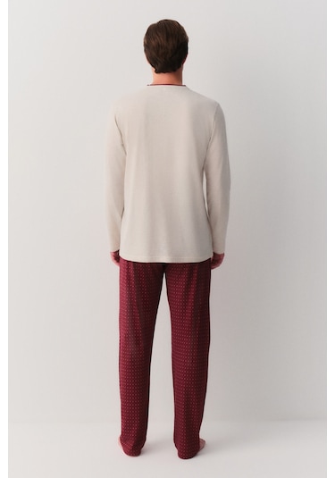 Suwen Tyler Erkek Pijama Takımı Sh26310660662 Bordo Desenli