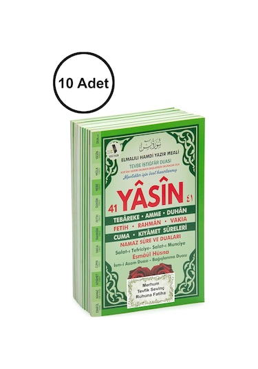 10 Adet Türkçe Mealli Orta Boy 80 Sayfa 41 Yasin - Yeşil Renk