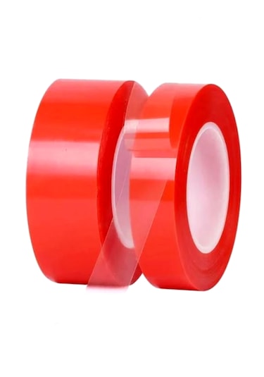 Kırmızı Polyester Çift Taraflı Bant 50mmx50mt Geniş Çift Taraflı