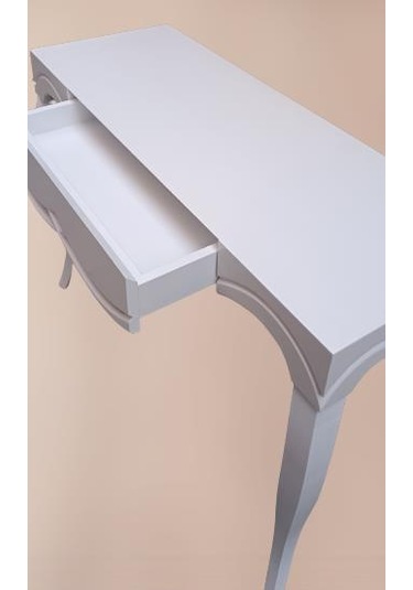 Dresuar CNC Çökertme Model Ahşap MDF Beyaz Lake Tabla Kayın Avangart Ayak El Yapımı Beyaz