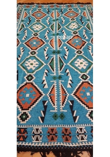 Şark Köşesi Anadolu Desenli Antep Kilim Turkuaz