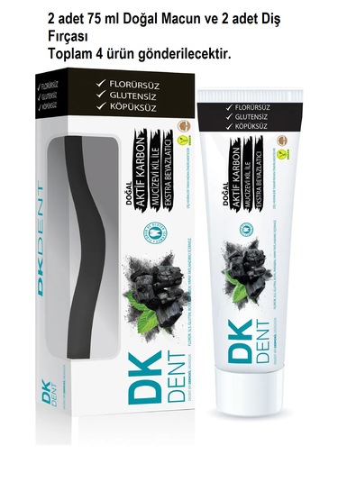 Dermokil Dk Dent Doğal Diş Macunu 75 Ml + Fırça Karbon X 2 Adet