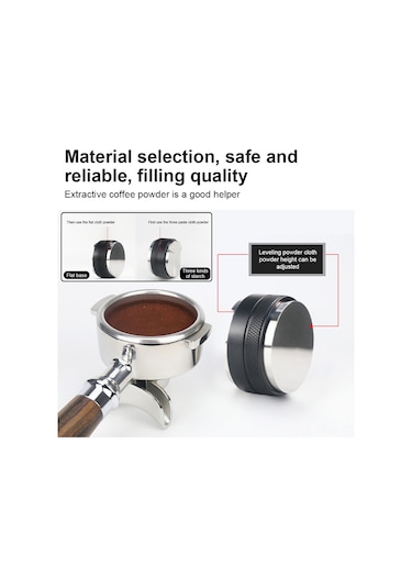 Tenfowee Paslanmaz Çelik Çift Başlı Ayarlanabilir Kahve Dağıtıcı Ve Presleyici - 51/53/58mm Siyah
