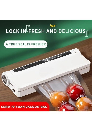 Honeybeeshop Beyaz Gıda Koruma Kompakt Otomatik Vakum Kapama Makinesi Kucuk Ev Kullanimi Guclu Emis Teknolojisi Taze Kalma