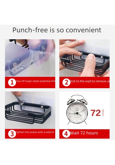 Teltree Banyo Sabunluk Duvar Takımı: Delme Yok Süper Lehimli Siyah Alüminyum Ağı, Su Akışlı Tasarım, Sabunu Kurutup Korur, Konforlu Saklama Diğer