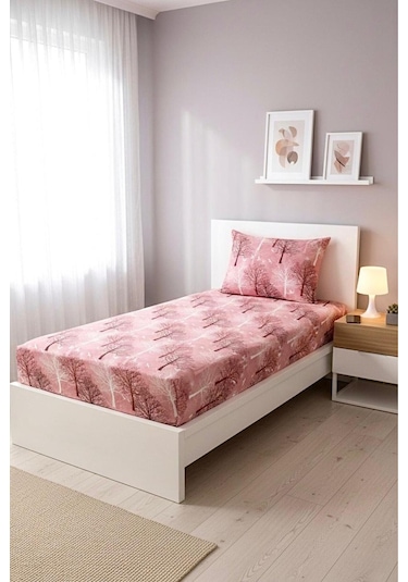 Üntaş Life Tek Kişilik Lastikli Çarşaf Adet Yastık Kılıfı Pembe Ecçrşfağaç05